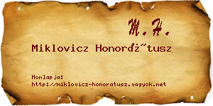 Miklovicz Honorátusz névjegykártya